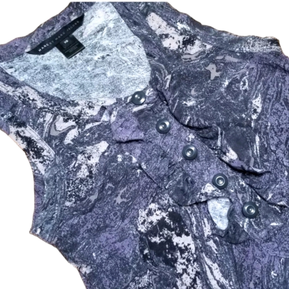 MARC BY MARC JACOBS | MARBLED TANK W/RUFFLE, SZ XS